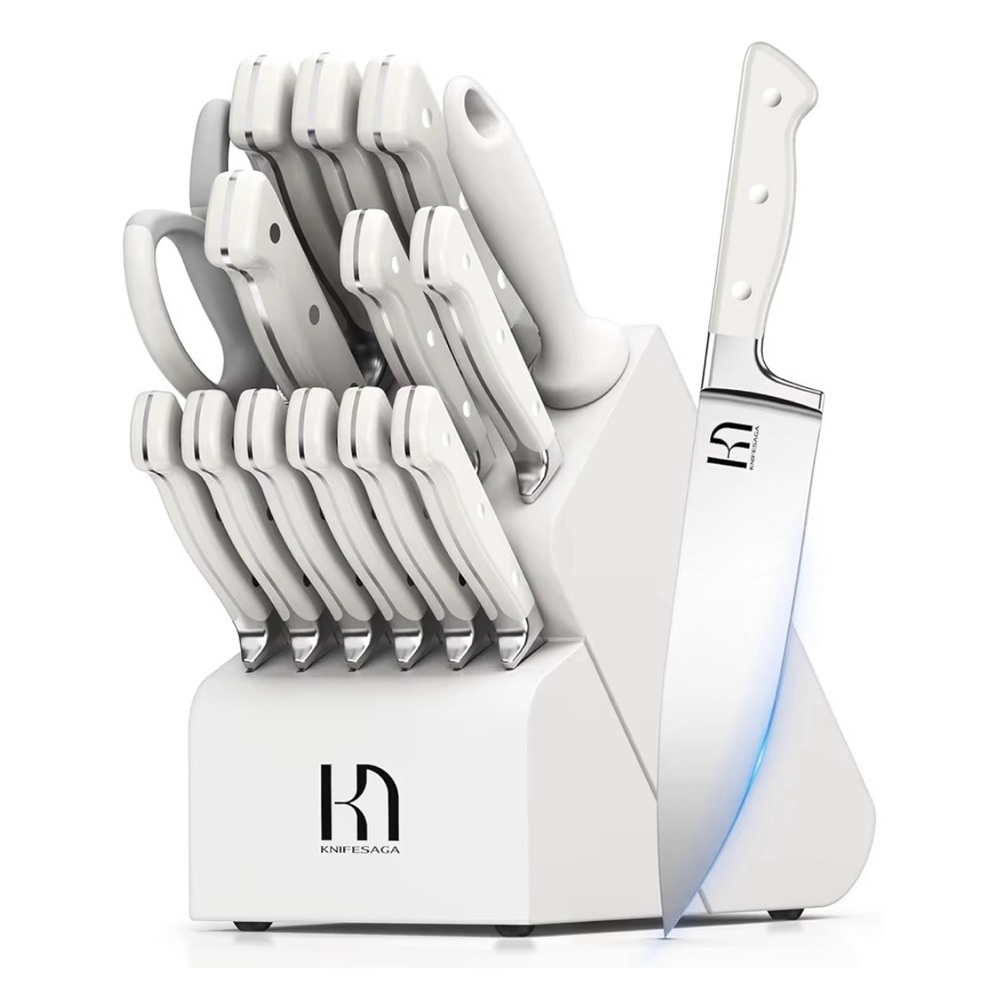 NIB Knife Saga Kitchen Knife Block Set, 15-Piece Enduring Ultra Sharp Knife Set
